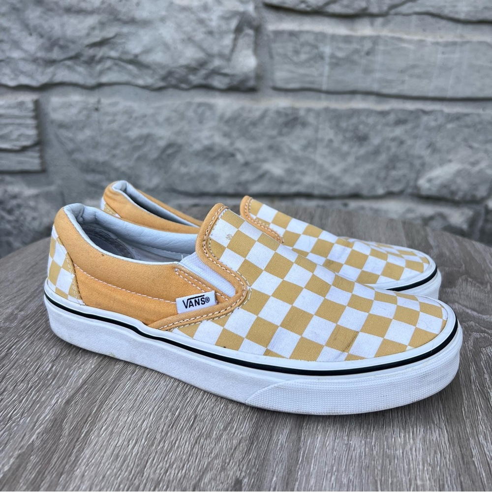Vans Yellow and White Checkered Sneakers